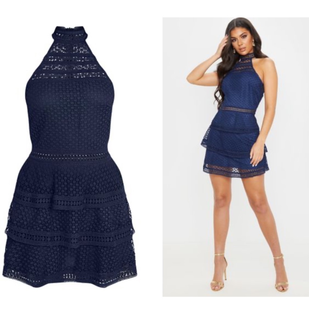 Navy tiered homecoming mini dress , wedding guest, cocktail dress- size 2